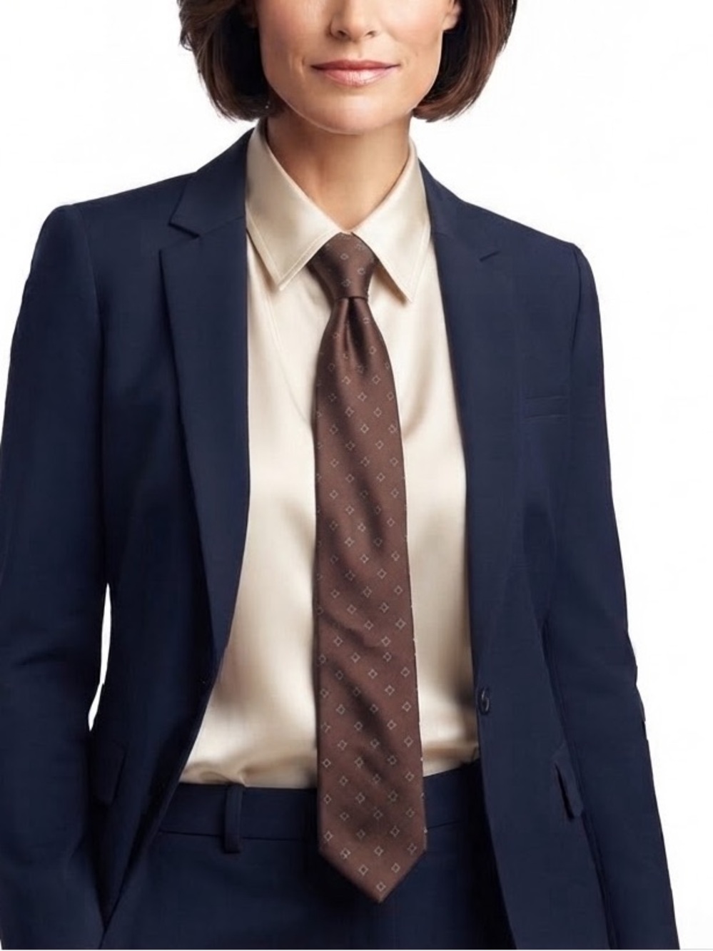Tattersall Necktie Brown Geometric Silk Tie